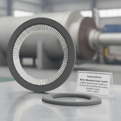 Fabbrica diretta di copertura del buco di manovra della caldaia, guarnizione di grafite rinforzata con nucleo SS304 per sigillamento del tamburo a vapore e del buco a mano da -200°C a 450°C